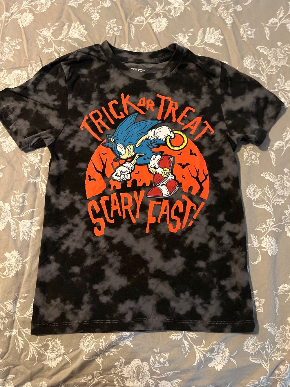 Target Black Tie-Dye Sonic Halloween 'Trick or Treat Scary Fast' Tee